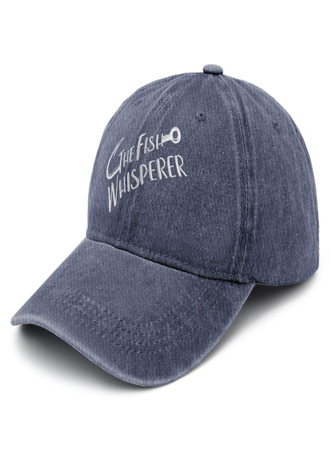 Paunook The Fish Whisperer Hat for Womens Aesthetic Embroidery Washed Distressed - Image 2